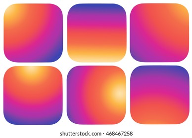 Set of bright colorful gradient backgrounds. Vector illustration.