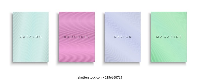 Set of bright colorful gradient covers, templates, backgrounds, placards, brochures, banners, flyers and etc. Elegant striped posters, cards, catalogs. Fashion trendy shiny design.