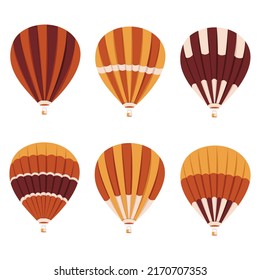 Set of bright colorful hot air balloons.