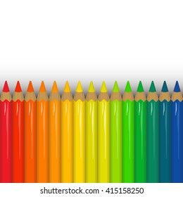 Set of bright and colorful pencils on white background. Spectrum. Vector illustration for your graphic design.