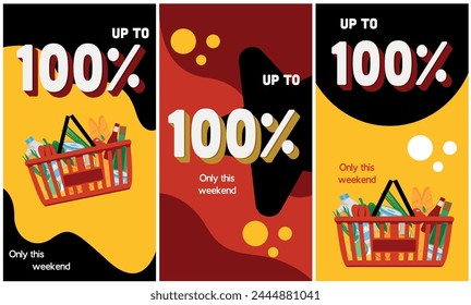 A set of bright colorful posters, 100 off free