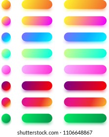 Set of bright colorful rounded icon and button templates isolated on white background. Vector illustration.

