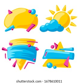 Set of bright colorful vector background bright Sunny and summer