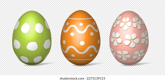 Set of bright colorful vector Easter eggs isolated on a white background