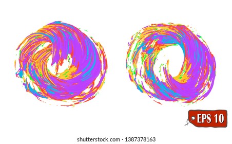 Set of bright colorful vector watercolor and acrylic round brush strokes. Colorful watercolor brushes. Vector illustration for tags and stamps design.