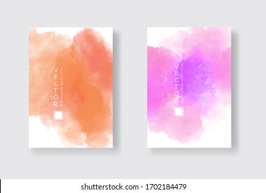 Set of bright colorful vector watercolor background. Abstract illustration