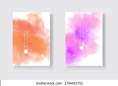 Set of bright colorful vector watercolor background. Abstract illustration