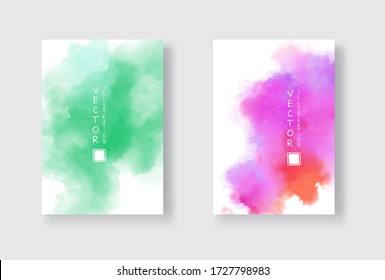 Set of bright colorful vector watercolor background. Abstract illustration