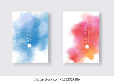 Set of bright colorful vector watercolor background. Abstract illustration