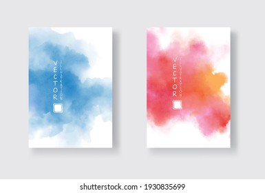 Set of bright colorful vector watercolor background. Abstract illustration