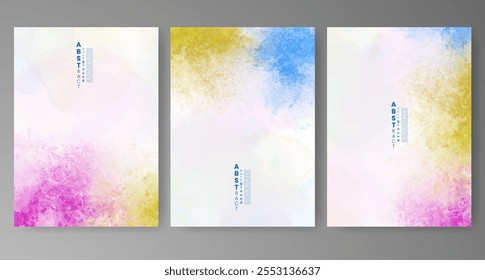 Set of bright colorful vector watercolor background. Design for your date, postcard, banner, logo. 