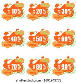 Set with bright colors geometric sale tags. Vector illustration.