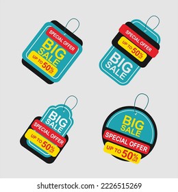 
Set of bright creative attractive colorful stickers, labels, banners. Geometric shapes. big sale and beautiful promotion banner. Advertising elements. Sales banner label. Vector illustration.