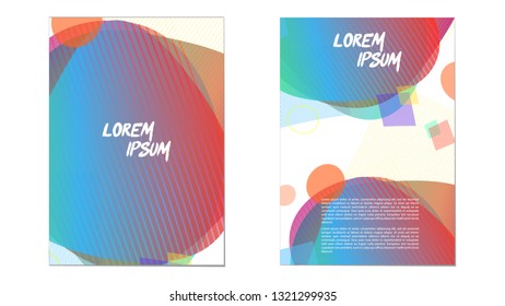 Set of bright creative geometric cover. Designer corporate style. Colorful background in red and blue colors