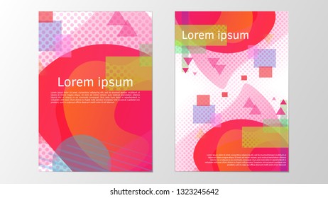 Set of bright creative geometric cover. Designer corporate style. Colorful background