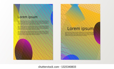 Set of bright creative geometric cover. Designer corporate style. Colorful background