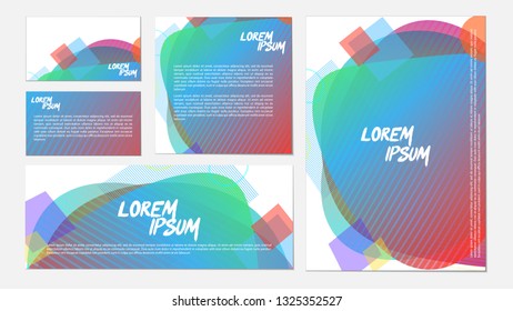 Set of bright creative geometric cover. Designer corporate style. Colorful background