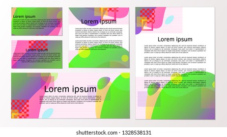 Set of bright creative geometric cover. Designer corporate style. Colorful background