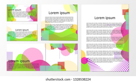 Set of bright creative geometric cover. Designer corporate style. Colorful background