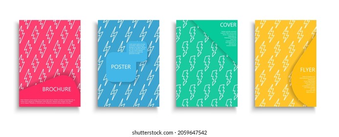Afiches decorativos brillantes, tarjetas, fondos, folletos, volantes, etc. Afiches de colores abstractos con impresiones de rayos creativos. Plantillas vibrantes para su diseño e ideas