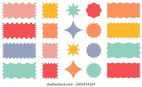 a set of bright different geometric shapes for design and stores