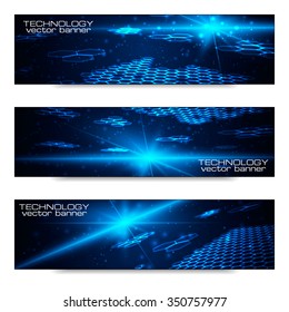 Set of bright digital banners for your design artwork. Vector illustration.