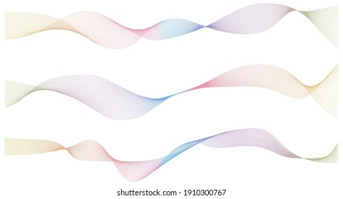 Set bright dynamic wave lines. Abstract background. Vector multicolored template for design.