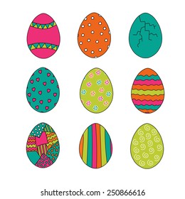 Set of bright Easter eggs