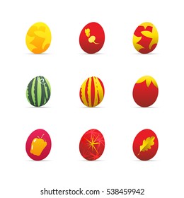 Set of bright easter eggs vector illustration
