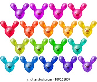 Set of bright festive balloons unusual shape, festive design elements