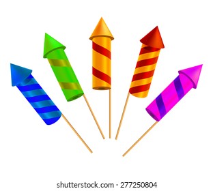 Set of bright festive crackers on a white background. Vector illustration