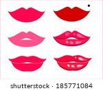 A set of bright Flirty brilliant female lips