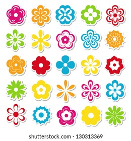 set of bright flower stickers