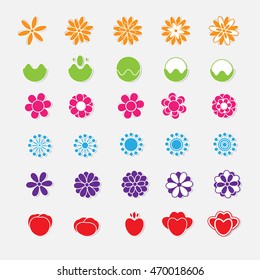 Set of bright flower stickers vector