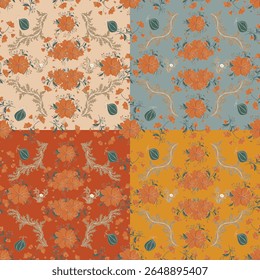 Set of bright flowers, collection of differently colored flowers, flower heads, buds. Collection of abstract flowers in minimalist style.