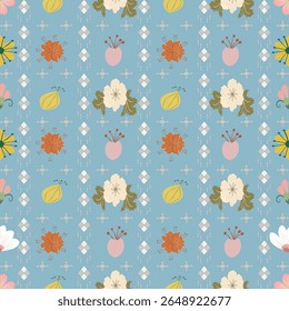 Set of bright flowers, collection of differently colored flowers, flower heads, buds. Collection of abstract flowers in minimalist style.