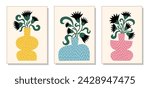 Set of bright flowers. Stickers, bright advertising, posters. Colorful illustrations of flowers for covers, interior paintings. Vector illustration.