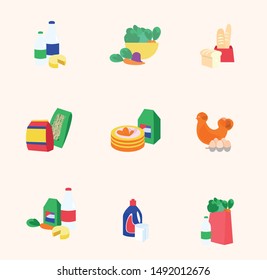Set of bright food composition