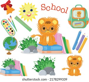 A set of bright fun school life stickers for school kids 02