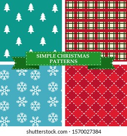 Set of bright, fun and simple seamless Christmas patterns