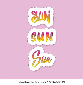 Set of bright, fun, trendy modern, summer stickers, vector. suitable for use on laptops, walls, glasses, notebooks, etc.