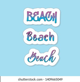 Set of bright, fun, trendy modern, summer stickers, vector. suitable for use on laptops, walls, glasses, notebooks, etc.