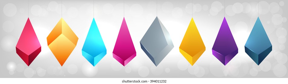 Set of bright geometric shapes 