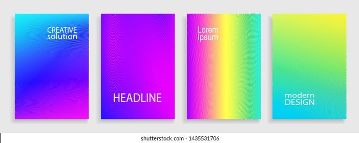 Set of Bright Geometric Vector Background. Contrast Creative Illustration with wavy Lines for Posters, Ads, Banners, Wallpapers and Covers. Blue, yellow, red, orange, pink and green vector template. 