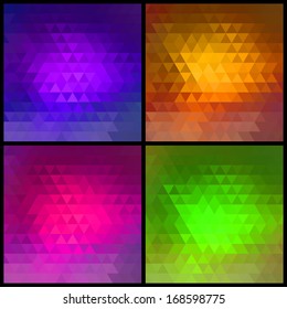 Set of bright geometrical backgrounds. Vector illustration