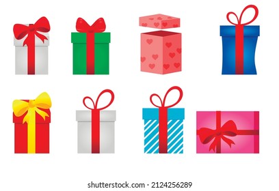 Set of bright gifts icons