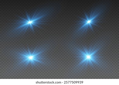 A set of bright glare of light and sparks, a flash of stars and rays.