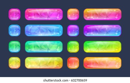 Set of bright glossy buttons for game or web design.
