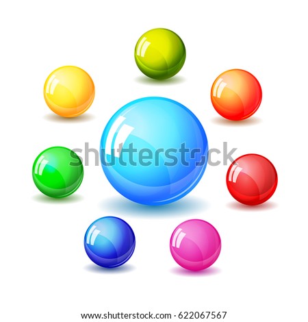 Set of bright glossy colored balls. Realistic vector illustration