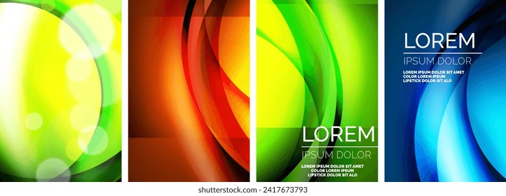 Set of bright glossy glowing neon circle poster backgrounds. Vector illustration For Wallpaper, Banner, Background, Card, Book Illustration, landing page